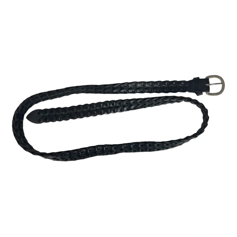 Men’s thick leather woven braided black belt size‎ 40